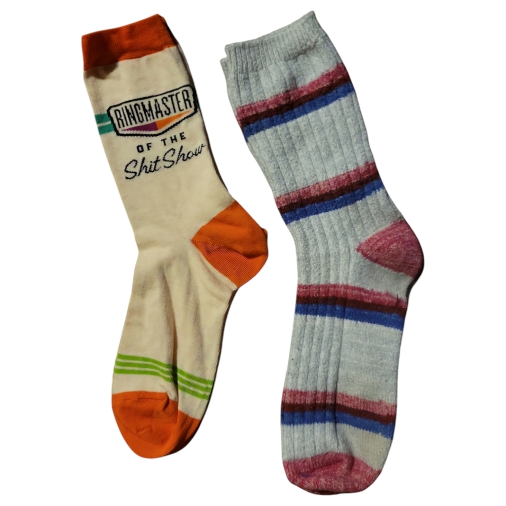 Ringmaster Of The Sh.t Show Blue Q Women's Novelty Crew Socks Women’s Shoe 5-10